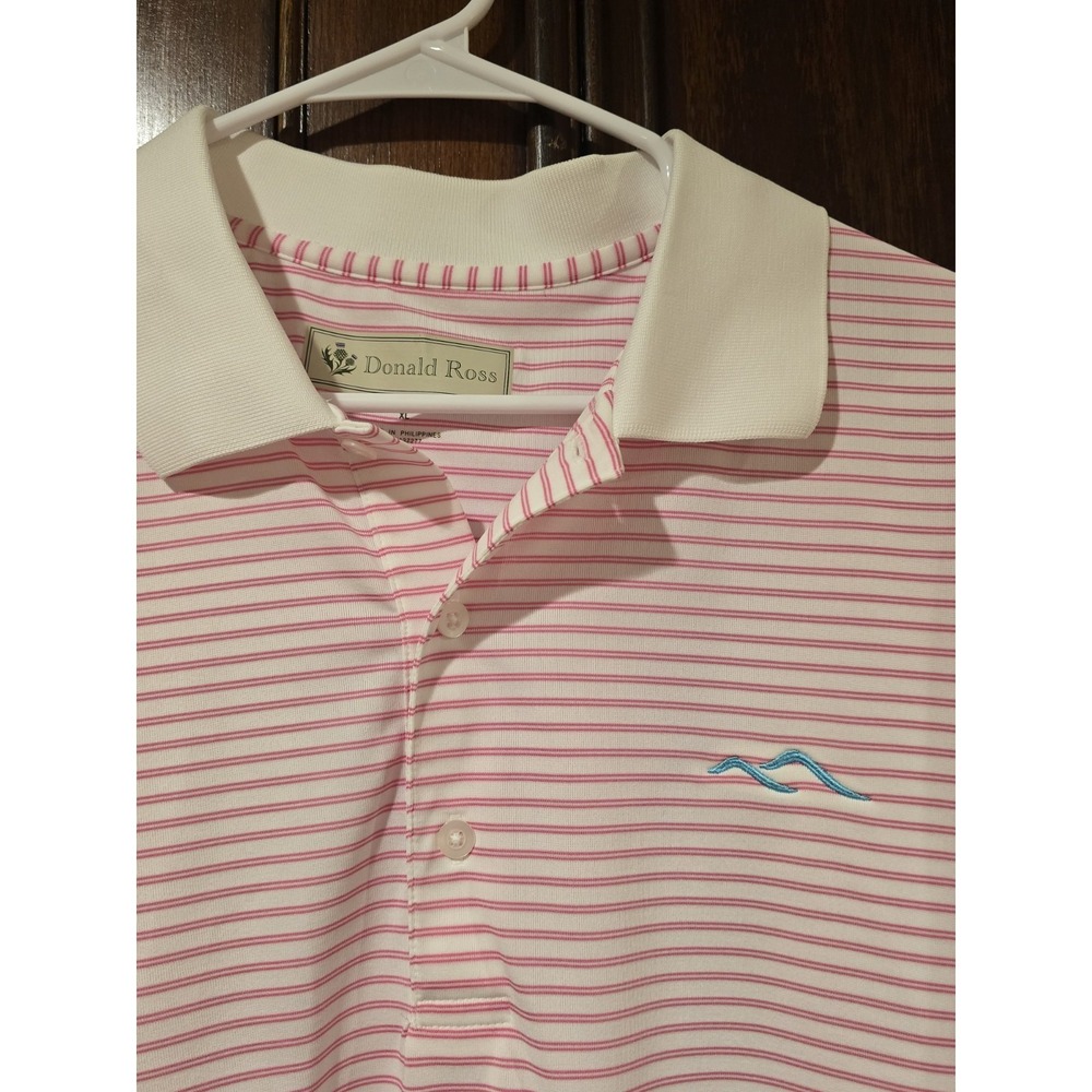 Donald Ross XL Pink Striped Polo Shirt - Picture 2 of 6